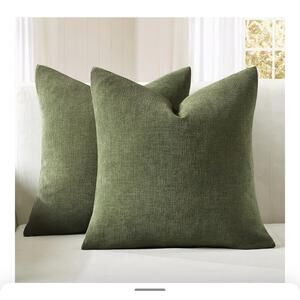 2 Olive Green Couch Throw Pillow Covers 18" x 18" NEW Zipper side Square Bed